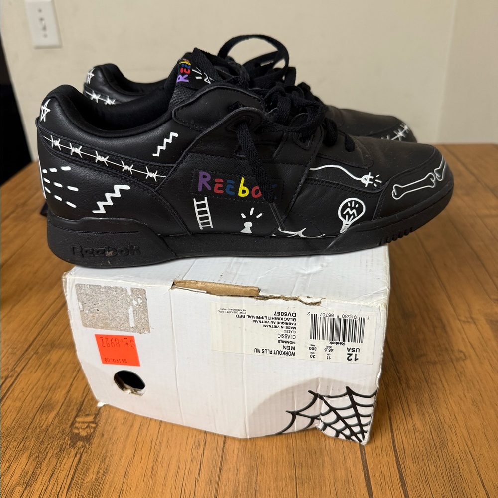 Reebok Black Sneakers with White and Multicolor Accents